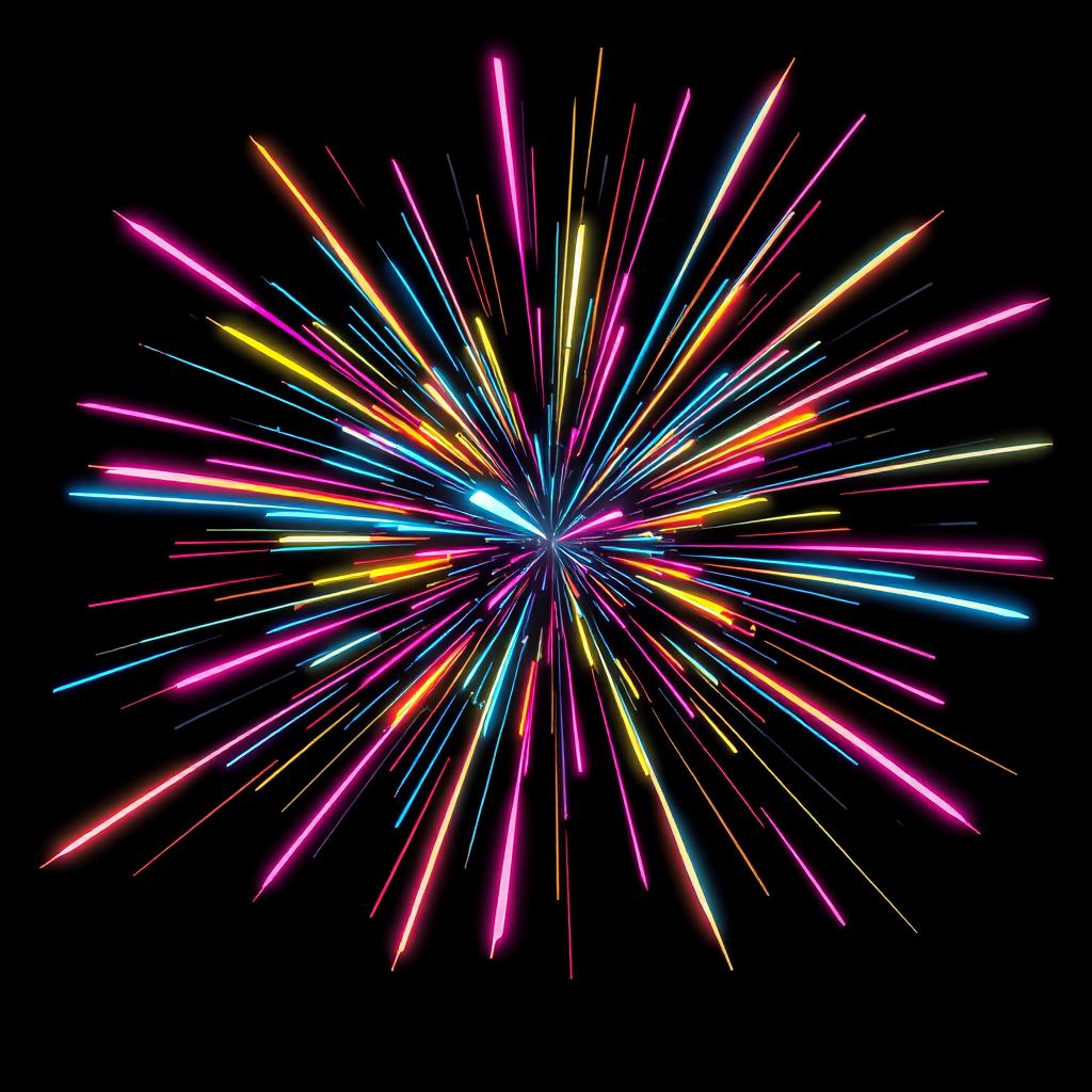 A futurism-inspired representation of a firework, characterized by dynamic lines and a sense of movement that conveys speed and energy