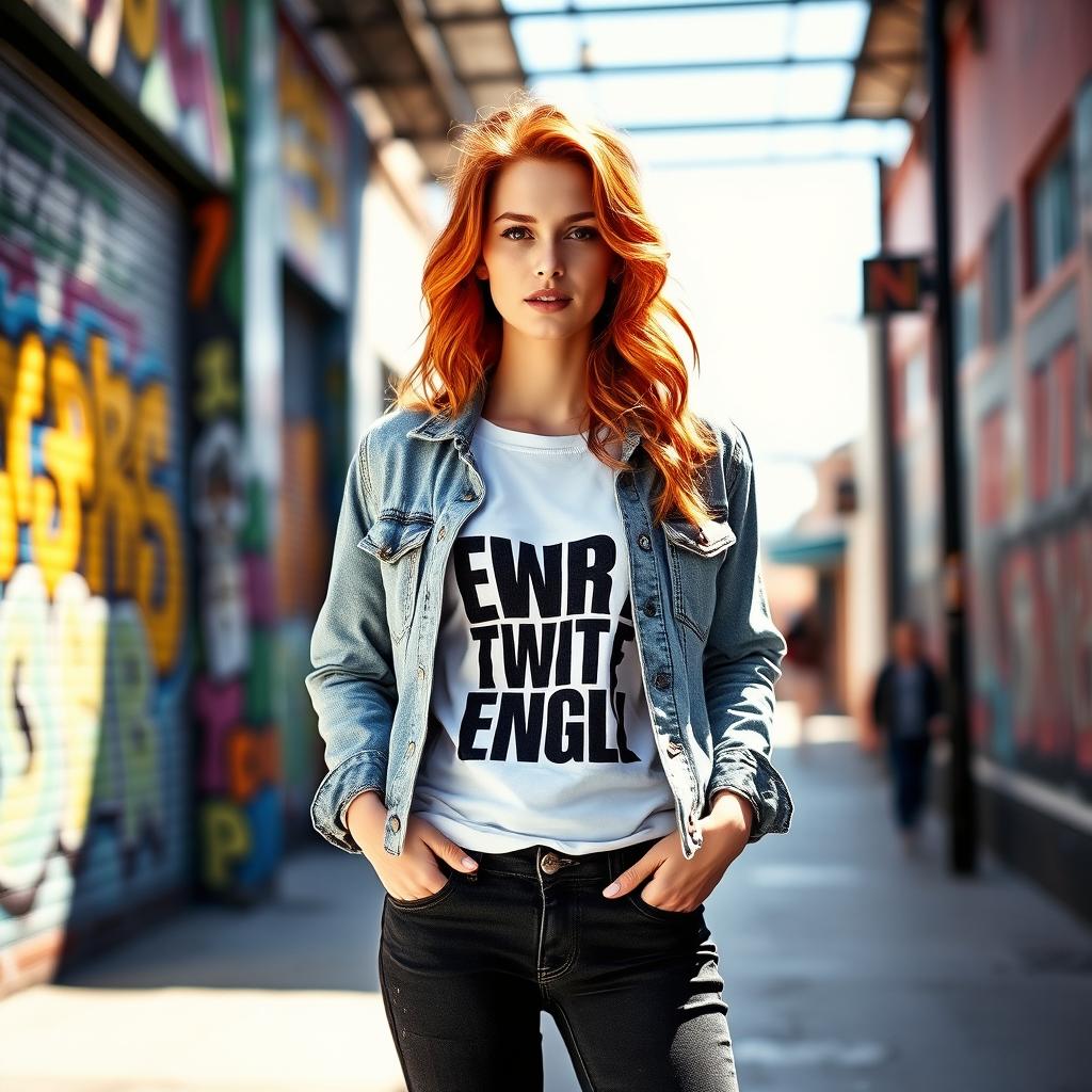 Confident Style: Fashionable Young Woman in Urban Setting