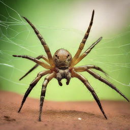 A dramatic scene of a spider in harsh combat against an ant. Both sides display power and agility