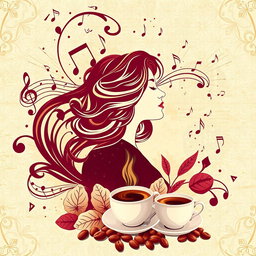 A stunning wallpaper graphic design for a coffee shop, inspired by the renowned Lebanese singer Fairouz