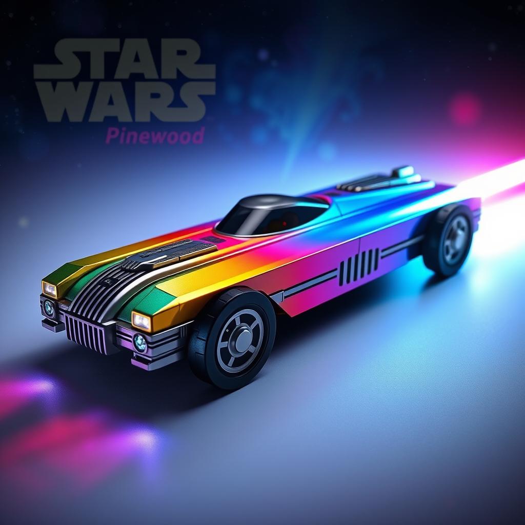 A unique Pinewood Derby car designed to resemble a Star Wars lightsaber