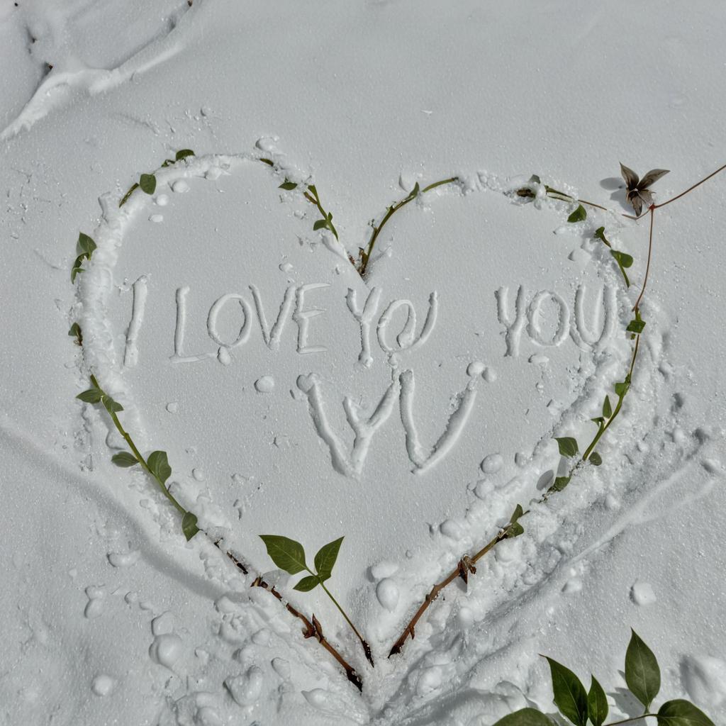 Cozy Winter Heart in Snow
