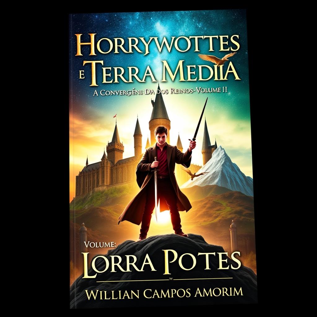 A captivating book cover that merges the enchanting worlds of Harry Potter and The Lord of the Rings