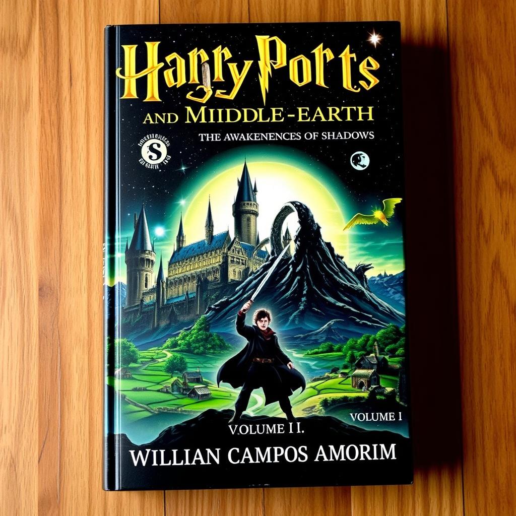 A striking and intriguing book cover that beautifully unites the magical worlds of Harry Potter and The Lord of the Rings