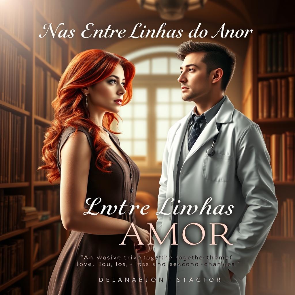 A captivating book cover for 'Nas Entre Linhas do Amor', illustrating an unforgettable romance that weaves together themes of love, loss, and second chances