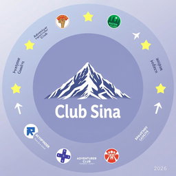 A circular logo design featuring a detailed illustration of Mount Sinai at the center of the circle