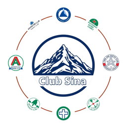 A circular logo design featuring a detailed illustration of Mount Sinai at the center of the circle