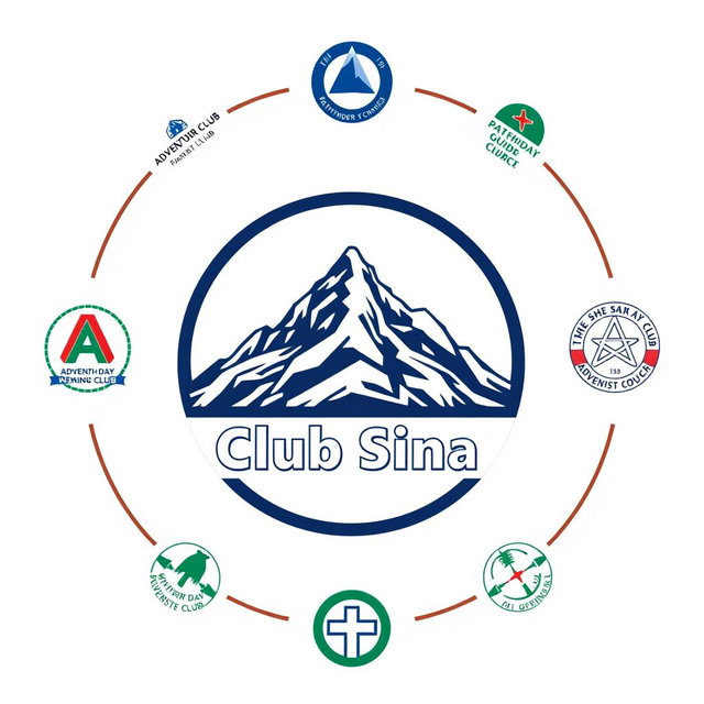 A circular logo design featuring a detailed illustration of Mount Sinai at the center of the circle