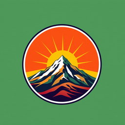 Design a circular logo featuring a stylized version of Mount Sinai at the center