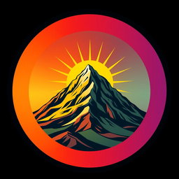 Design a circular logo featuring a stylized version of Mount Sinai at the center