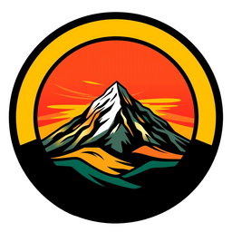 Design a circular logo featuring a stylized version of Mount Sinai at the center
