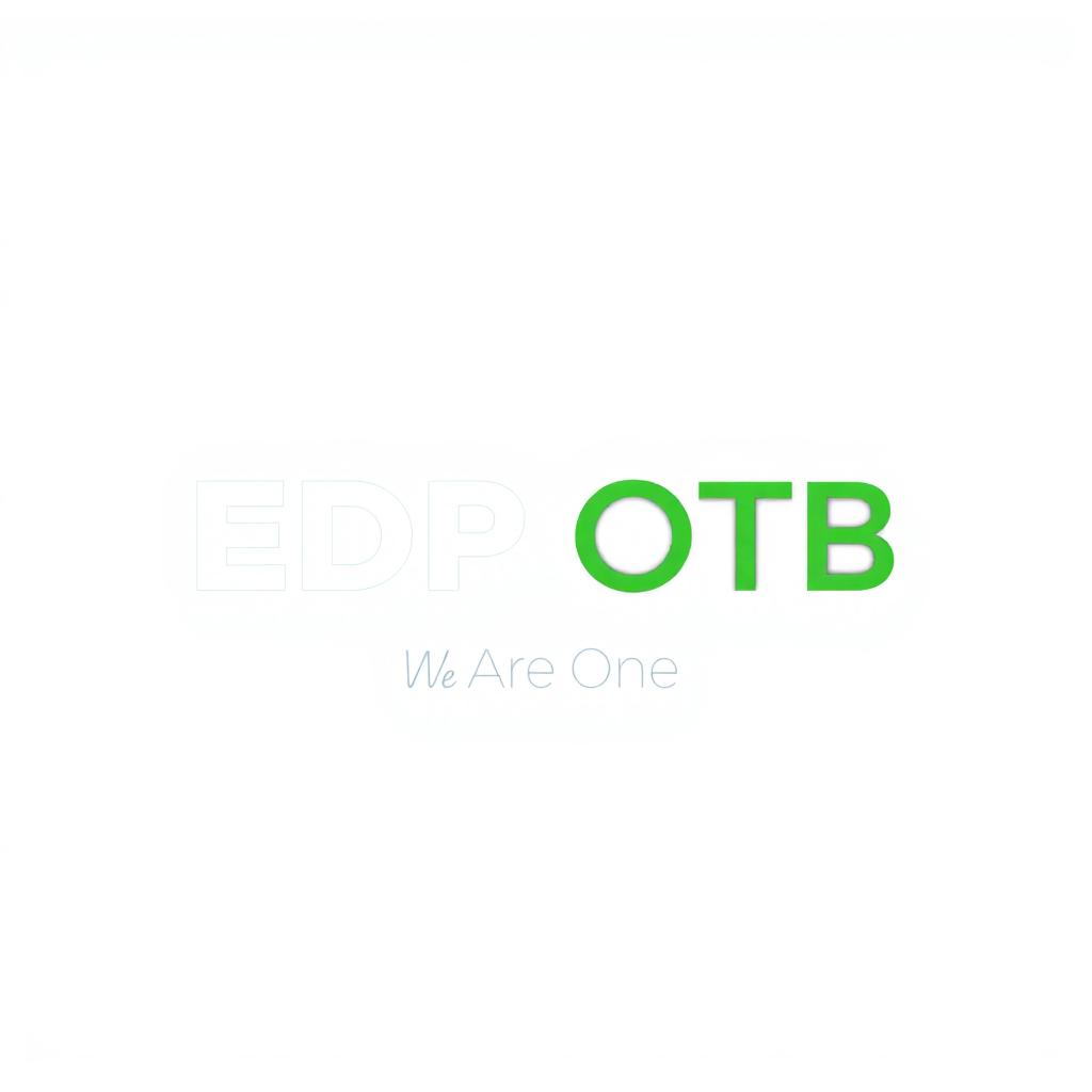 A professional logo design for a contact center team in the energy industry, named 'EDP OTB', featuring the slogan 'We Are One'