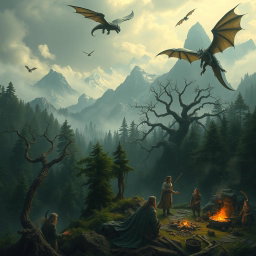 A dramatic scene illustrating the consequences of the division of realms