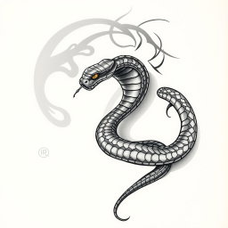 A detailed design of a tattoo featuring a series of intricate shadows that gradually transition into a snake