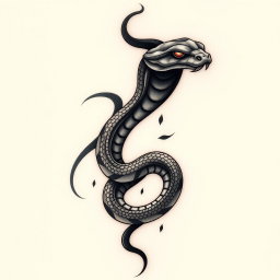 A detailed design of a tattoo featuring a series of intricate shadows that gradually transition into a snake