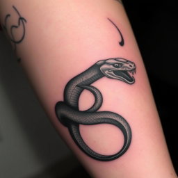 A captivating tattoo design illustrating shadows that progressively morph into a snake