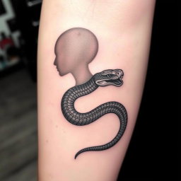 A captivating tattoo design illustrating shadows that progressively morph into a snake