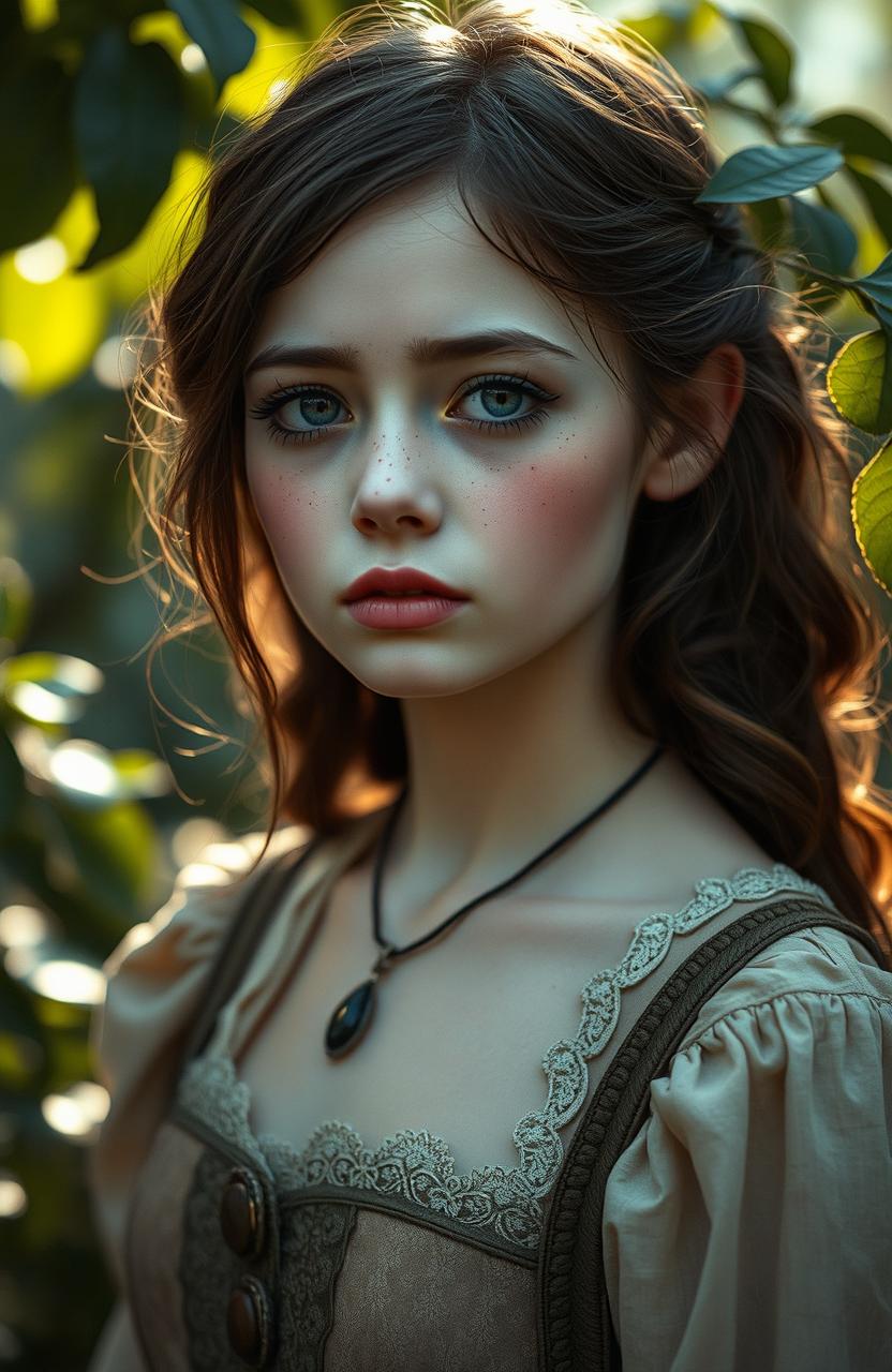 A girl with deep emotional scars, symbolizing her struggle against believing in the beauty of life