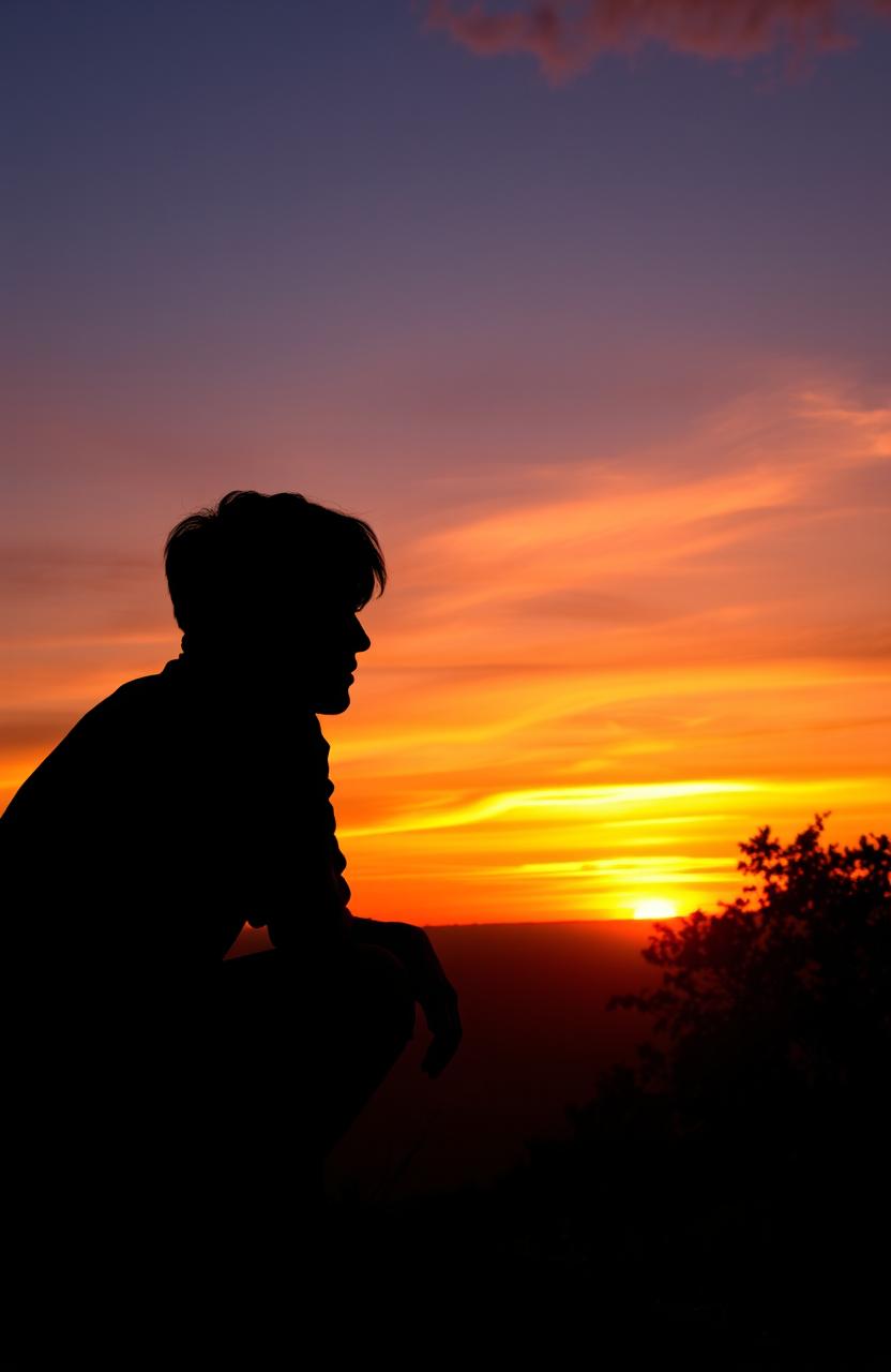 A serene sunset scene depicting deep emotion, capturing the feeling of a wounded soul