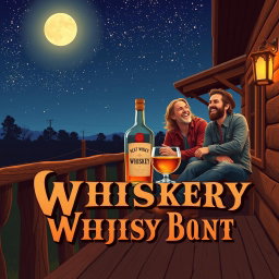 A vibrant 2D illustration for a country band album cover, featuring a rustic wooden porch under the twinkling stars at night