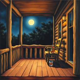 A vibrant and detailed painting depicting a country band album cover