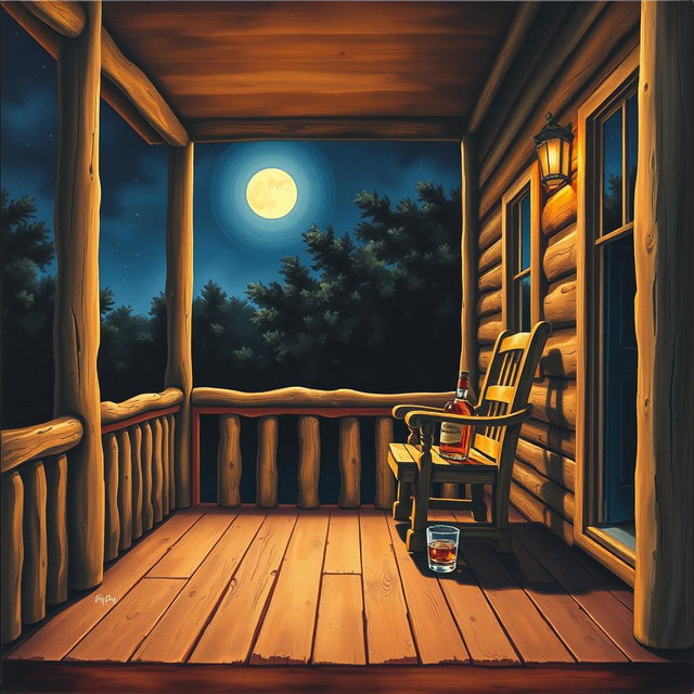 A vibrant and detailed painting depicting a country band album cover
