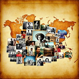 A visually stunning collage of archived photos representing various historical moments across decades