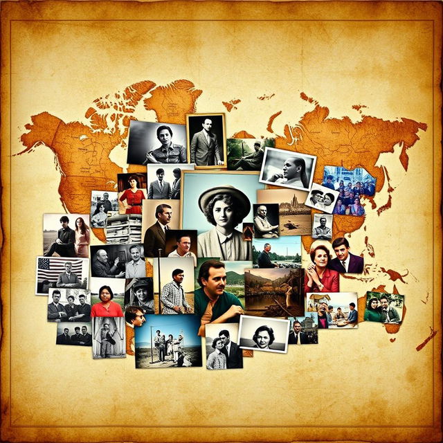 A visually stunning collage of archived photos representing various historical moments across decades