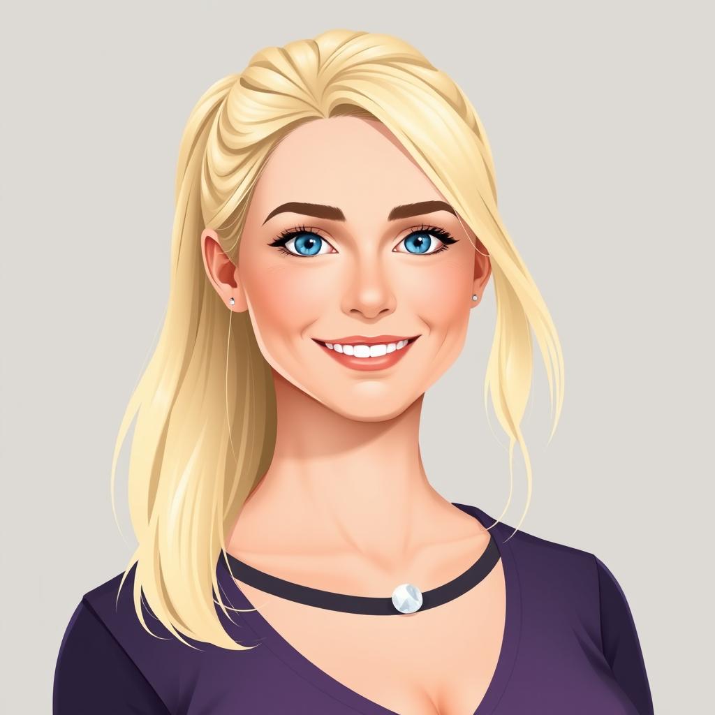 A realistic portrait illustration of a 35-year-old woman with very fair, almost pale skin