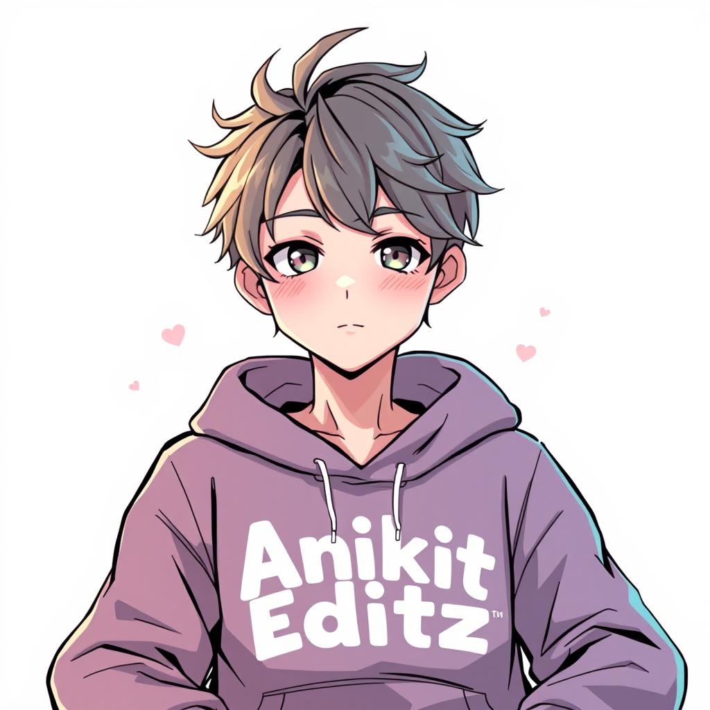 A cool anime boy with chill vibes, wearing a trendy hoodie with the letters 'Ankit Editz' emblazoned across the front
