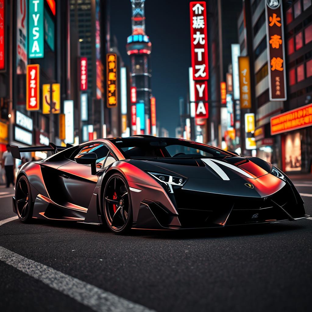 A stunning Lamborghini Veneno in sleek grey color featuring a bold white stripe, named 'Varara'