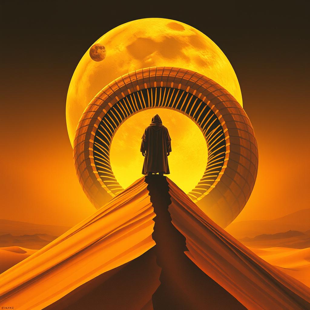 A movie poster in Expressionism art style for DUNE, featuring a giant dune as the central element