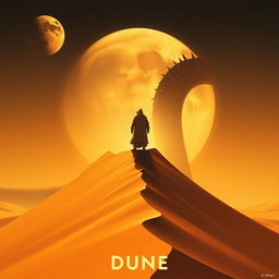 A movie poster in Expressionism art style for DUNE, featuring a giant dune as the central element