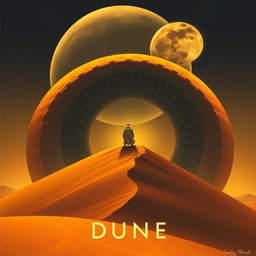 A movie poster in Expressionism art style for DUNE, featuring a giant dune as the central element