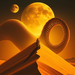 A movie poster in Expressionism art style for DUNE, featuring a giant dune as the central element