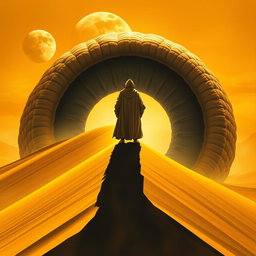 A movie poster in realism art style for the film Dune