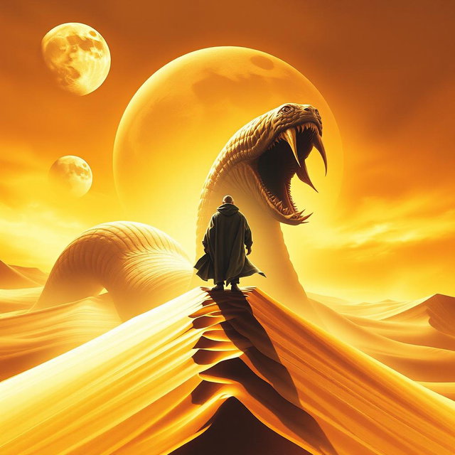 A movie poster in realism art style for the film Dune