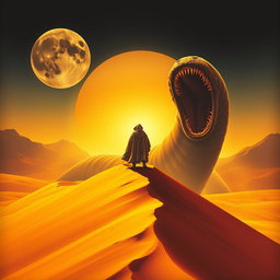 A movie poster in realism art style for the film Dune