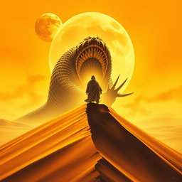 A movie poster in realism art style for the film Dune