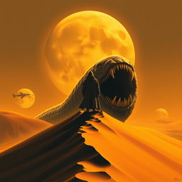 A movie poster in realism art style for the film Dune