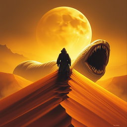 A movie poster in realism art style for the film Dune