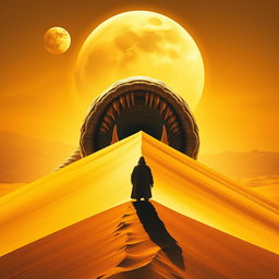 A movie poster in realism art style for the film Dune