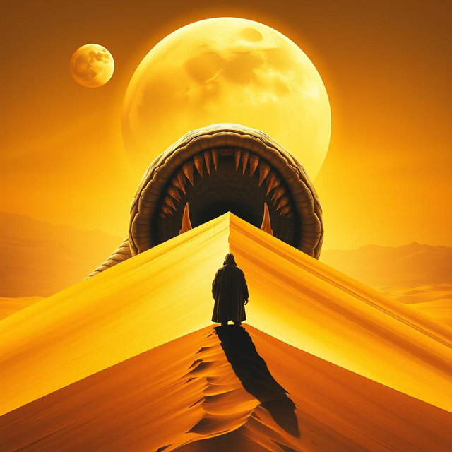 A movie poster in realism art style for the film Dune