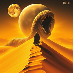 A movie poster in realism art style for the film Dune