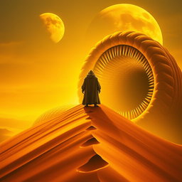 A movie poster in realism art style for the film Dune