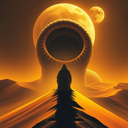 A movie poster in realism art style for the film Dune