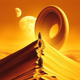 A movie poster in realism art style for the film Dune
