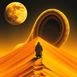 A movie poster in realism art style for the film Dune