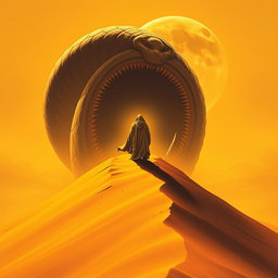 A movie poster in realism art style for the film Dune