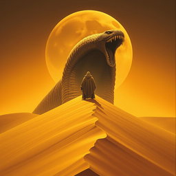 A movie poster in realism art style for the film Dune